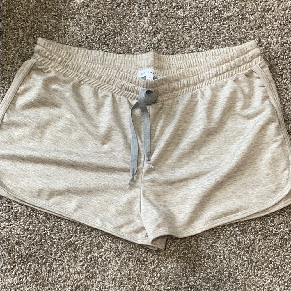 Socialite Tan Athletic Shorts Elastic Waistband